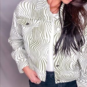 Cropped Jacket- Olive/White